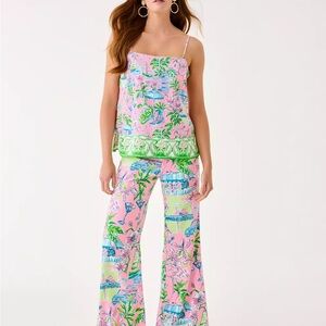 Lilly Pulitzer Pink and Green Floral Pants